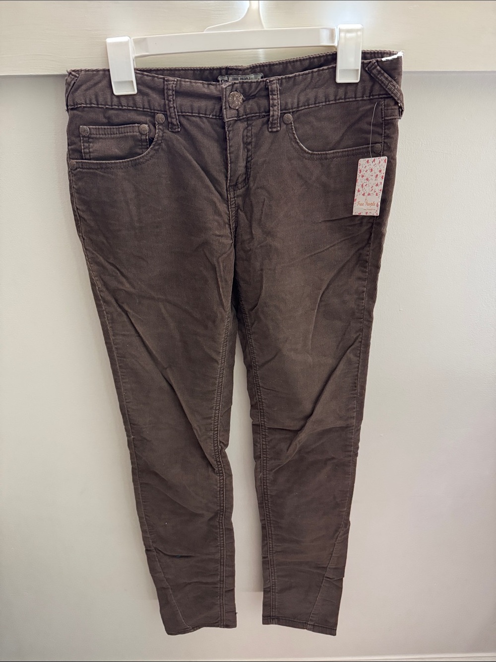 NWT Free People Corduroy Skinny Pants Brown Size 29 Stretch Ankle Jeans